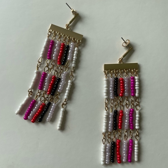 Multi-color Beaded Statement Earrings - Picture 1 of 1